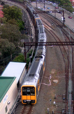cityrail tangara train overhead view