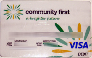 community first credit union debit card issued by NAB