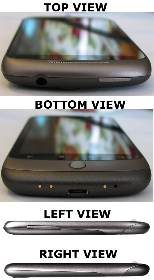 Google Nexus One - Top, Bottom, Left and Right views
