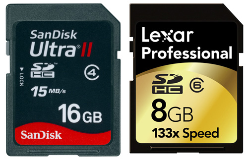 Lexar and Sandisk SDHC Cards