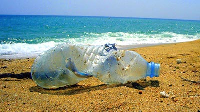 plastic water bottle rubbish beach