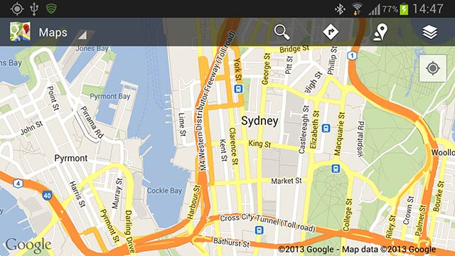 Samsung Galaxy Note 2 viewing map